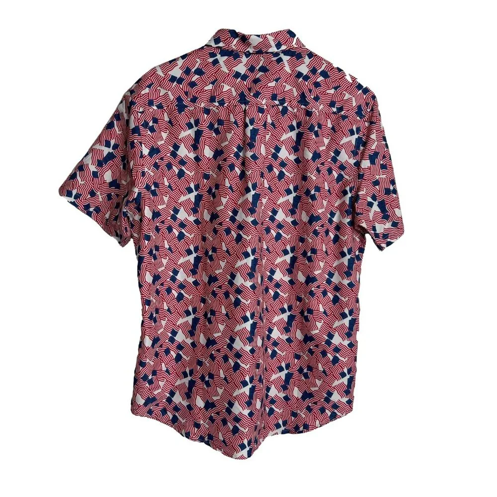Tropical Collection Mens Shirt Size Large Patriotic USA Flags 4th of July - Picture 2 of 9